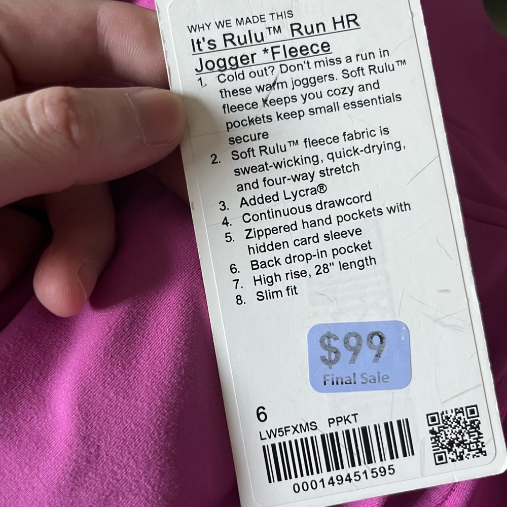 Lululemon Athletica it’s rulu run he jogger fleece Pink Joggers